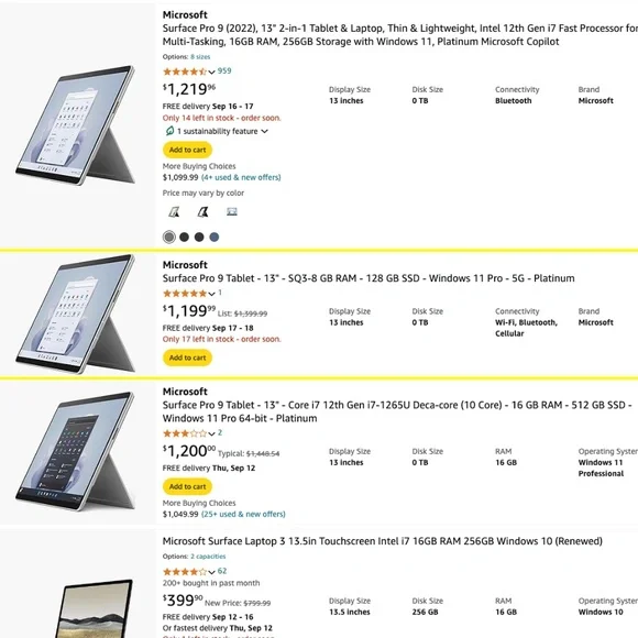 "Microsoft Surface Pro 9 with 5G - Microsoft SQ 3, 16GB RAM, 256GB - Platinum